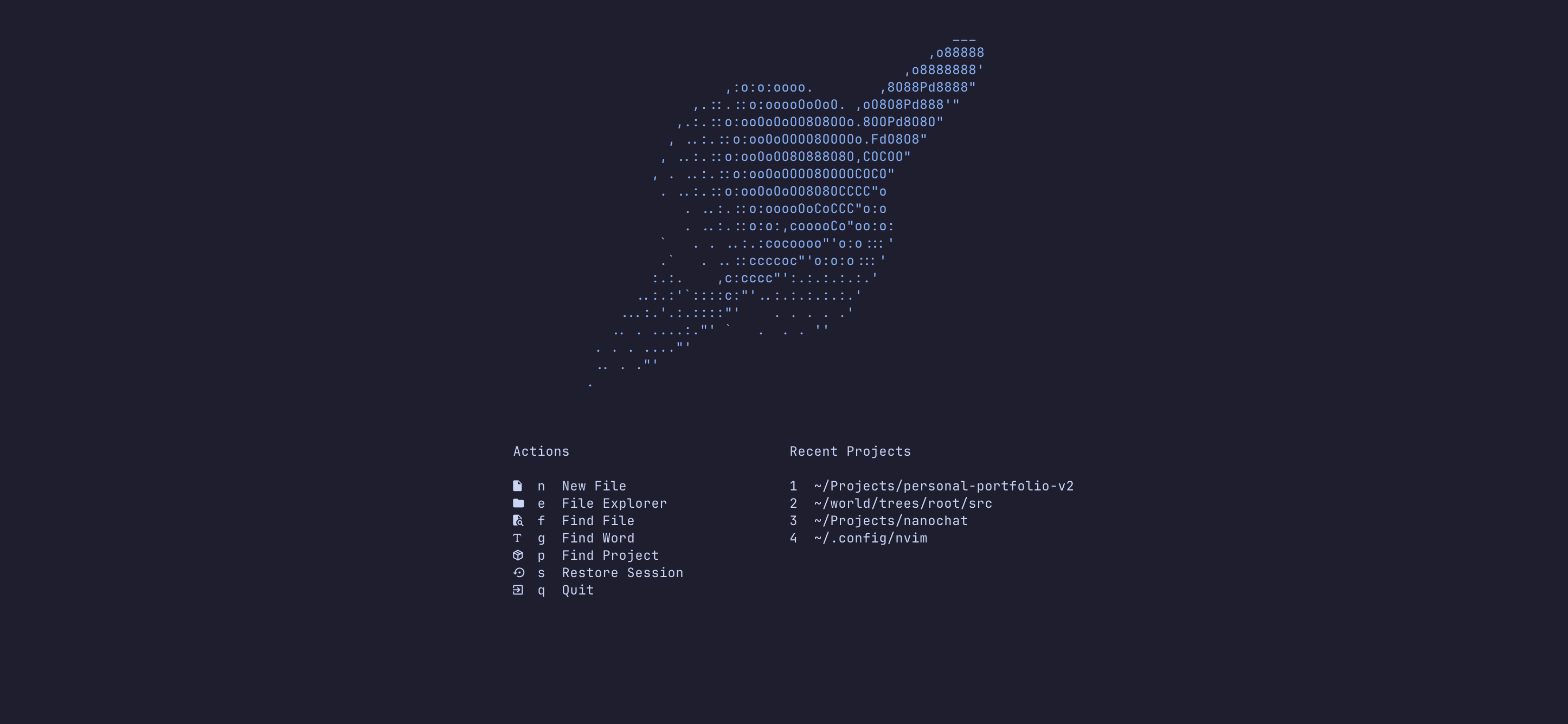Neovim dashboard with Alpha